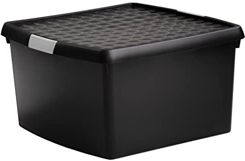 Wham DIY Range Black Storage Box with Lid Yellow Clip 25.5 Litre