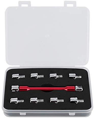 Motorcycle Spoke Wrench, Universal Motorbike Wheel Spoke Wrench CNC Spanner Kit Tire Repair Tool with Storage Box for Motorcycle Motorbike Dirt Bike(C (red))