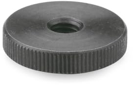 Ganter Normelemente Dadi zigrinati piatti | Dadi zigrinati (forma bassa) | DIN 467-M4 | 10 pezzi | acciaio brunito | Filettatura: M4