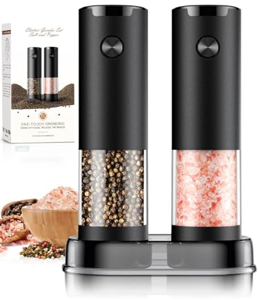 Electric Salt and Pepper Grinder Set Automatic Battery Pepper Mill Shakers Adjustable Coarseness Upgraded Larger Capacity with Led Home and Kitchen Appliances Birthday Gifts for Women Mom
