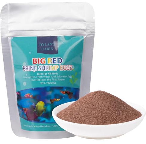 Dylan's cabin Brine Shrimp Eggs Fish Food - 90% Hatch Rate for Aquatic Foods Baby Aquarium Fish Freshwater Saltwater Marine Tank Hatchery Fry 20G