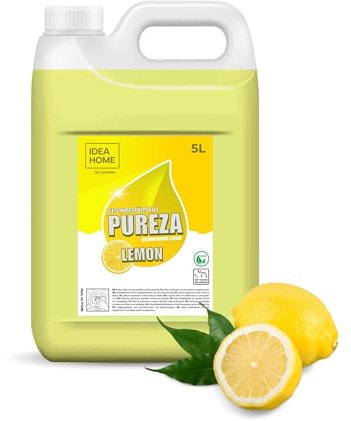 IDEA HOME Liquide Vaisselle 5L PUREZA - Puissant Dégraissant, Parfum de Citron, Vegan et Doux pour les Mains, Citron