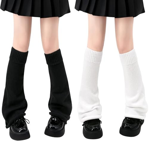 Stulpen Damen, 2 Paar Strick Beinstulpen Winter, Leg Warmers für Frauen & Mädchen, Warme Beinwärmer für Tanz, Leg Warmers y2k Alltag & Wintermode, Modische Strickstulpen für Herbst- und Winteroutfits