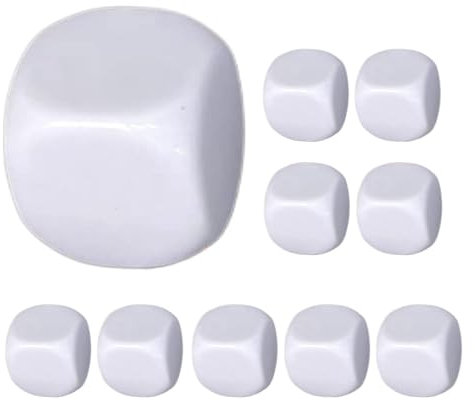 Dadi in acrilico vuoti, 10 blocchi bianchi, cubi in acrilico, a sei lati, scrivi su sfondo bianco, per numeri adesivi, blocchi da costruzione, conteggio matematico