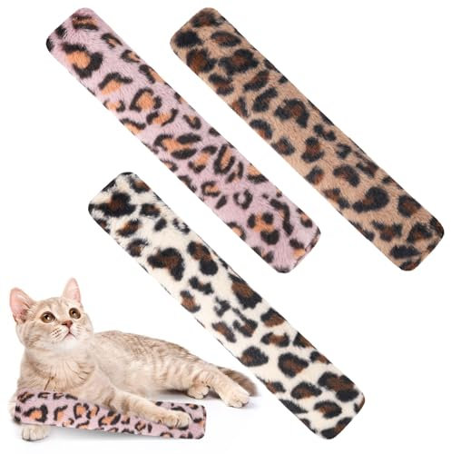 3 Stück Katzenspielzeug Katzenminze, Weiches langlebiges Leopardenmuster Spielzeug, Selbstvergnügen Relief Katzen Spielzeug Kissen, Plüschfell Baldrian Kissen, für Kätzchen Interaktion in Innenräumen
