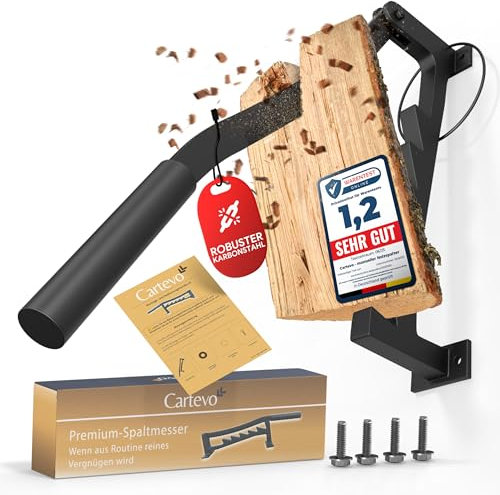 Cartevo Holzspalter manuell – Wandmontage Spannmesser für Anzündholz & Kaminholz – Handholzspalter für Anmachholz wood Splitter manueller Holzspalter für Indoor & Outdoor