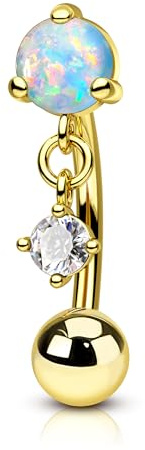 Agrewd Rook Piercing Schmuck Blau Opal Gold Augenbrauen Piercing 16G Innengewinde Helix Knorpel Ohrring Schmuck 316l Edelstahl Tragus Daith Curved Barbell Augenbrauenpiercing für Frauen 8mm