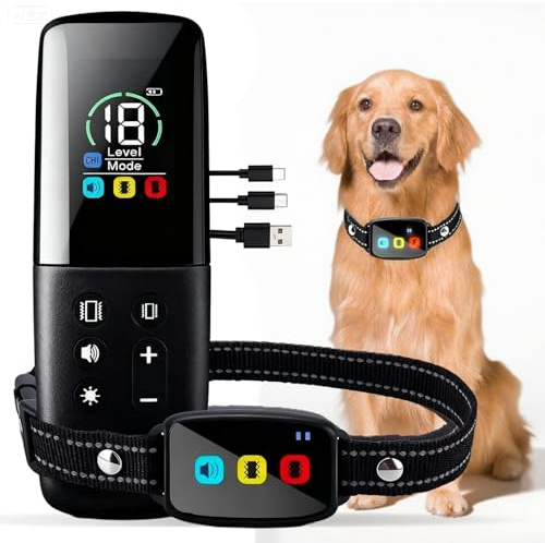 Anti Bark Collars for Dogs with Remote - Adjustable Anti Barking Device for Dogs with Vibration & Beep Modes, Rechargeable IP67 Waterproof Dog Training Collar, 2600ft Range Dog Barking Device (Black)