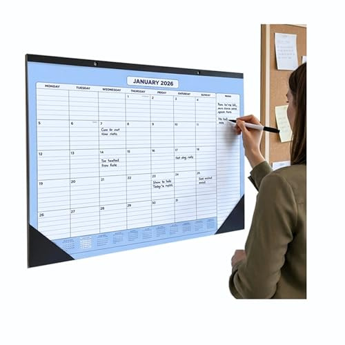 Agenda mensile 2026, formato A3, da ottobre 2025 a dicembre 2026, un mese per pagina con sezione note, 32,5 cm x 42,5 cm, per casa, ufficio e scuola