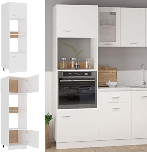 Generico Armadio per Microonde “Lyon” Bianco 60x57x207 cm,Bianco,56.7kg,802546
