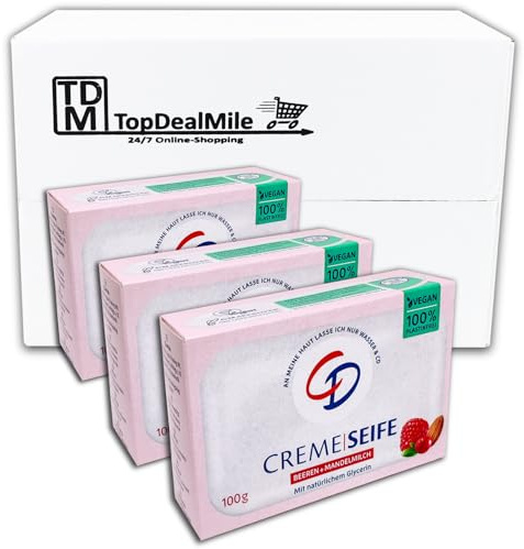 TopDealMile – förvaringsförpackning – CD CREME tvål bär & mandelmjölk 3 x 100 g tvålstycke