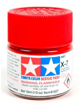 Tamiya 81507 – Acrylfarbe, Mini, Lipgloss, Rot, Flasche mit 10 ml, X-7