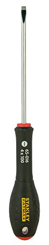 STANLEY 0-65-016Tournevis Plat 4 X 100 Mm - Gamme FATMAX - Fabriqués En France - Lame En Acier - Sablage De L'Empreinte - Finition Anticorrosion - Poignée Soft Grip - Liaison Quasi Incassable