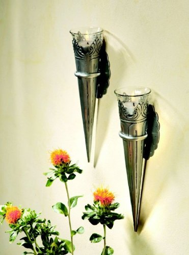 2X Wandkerzenhalter Kerzenhalter Wandleucher Teelichthalter Wandlicht Gartenstecker Design Florence NEU