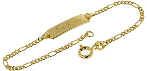 trendor Gravur-Armband für Kinder 333 Gold Armband mit Namen 14/12 cm 50453