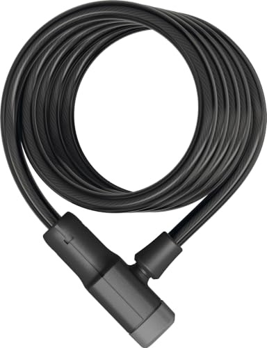 ABUS Candado de cable en espiral Primo 5510K/180 - Candado para bicicletas de 10 mm de grosor, cable flexible nivel de seguridad 3-180 cm - Negro