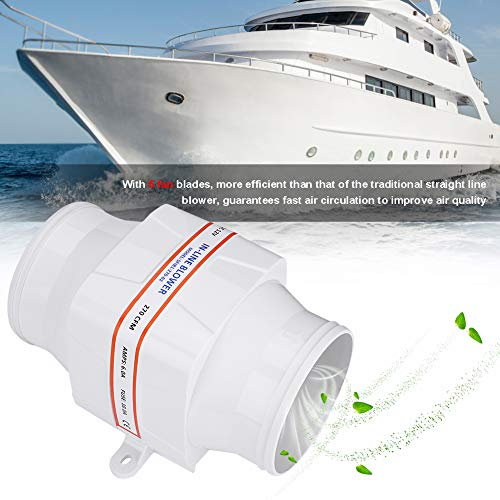 GOTOTOP 4 Inline Blower Fan, In Line Air Blower Marine Bilge Air Blower Mute Strong Ventilation Vent Fan for Yacht Caravan 12V 6Amp 270 CFM