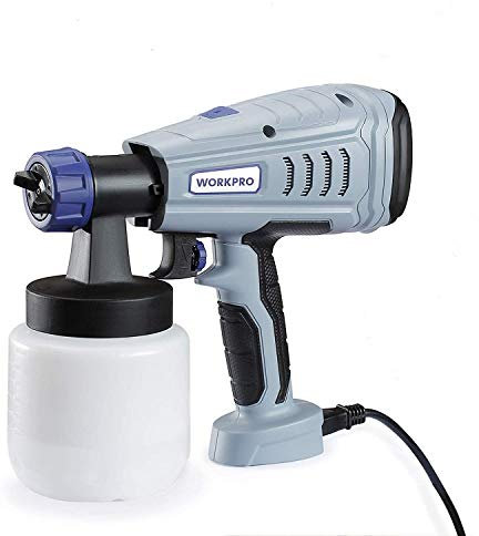 WORKPRO Elektrische Farbspritzpistole 550W, 1200 ML/Min Durchfluss, Farbsprüher mit 3 Sprühmuster, 2 Düsen, einstellbare Geschwindigkeit und Durchflussmenge