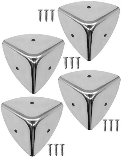 FUXXER® - 4 x stainless steel corners, rounded, metal protection fittings for boxes, boxes, furniture, shelf, table, 39 x 39 mm, including screws