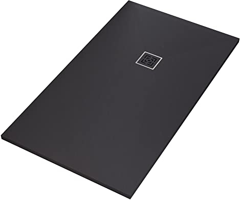Duschwanne aus schwarzem Marmorharz mit Steinoptik PASSION - 100x120