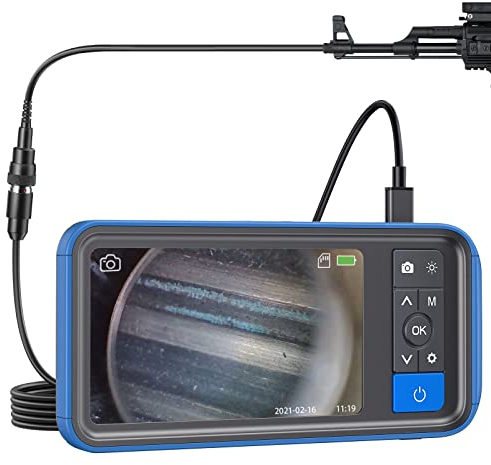 Teslong Gewehrendoskope, Fass Endoskopkamera mit 4,5 -Zoll -Bildschirm, Laufkamera Endoskop, 0.2-Zoll-kurzem Fokus Gun Barrel Inspektionskamera mit 6 LED Licht, Gun Reinigungs Werkzeug (3.9FT)