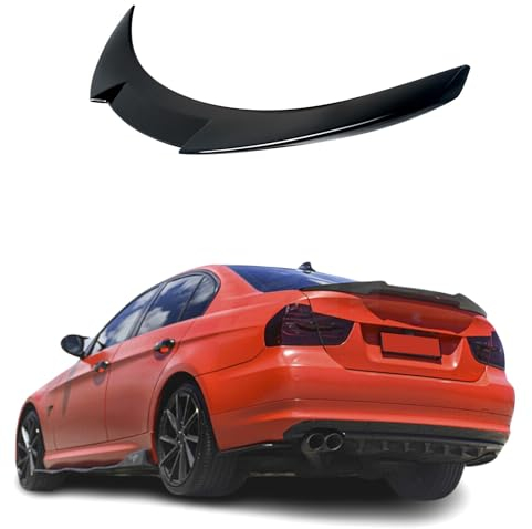 FLY DESIGN Heckspoiler passend für BMW 3er E90 Limousine 318d 318i 320d 320i 330d 335i 2005-2011, Heckflügel Spoilerlippe für Auto-Tuning in V-Still ABS Kunststoff Glanz Schwarz