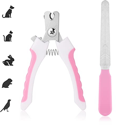 cobee Nagelknipser für Haustiere, Nagelfeilen für Hunde Nagelknipser für Hunde Professioneller Haustiertrimmer mit Schutzvorrichtung und Sicherheitsschloss Krallenschere für Hunde (Rosa)