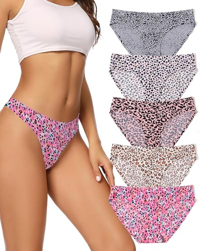 VOENXE Damens Bikinitrosor, Mjukseamless Andetagbara Trosor, Osynliga Komfortabla Slips, Hipster Underkläder För Kvinnor, 5-Pack