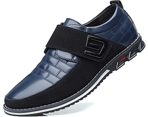 Uomo Loafers Premium Leather Comfort Business Casual Oxford Shoes Dress Shoes Fashion Dress Sneakers Office Working Driving Walking Shoe（Blu,39 EU