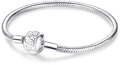 Symretie Bracelet Pour Femme for Bead Charms Argent Sterling 925, Bracelet Serpentine Compatible avec Pandora Charme Pearl