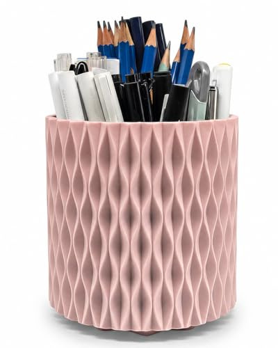 Lebenrich Porte-stylo rotatif pour bureau, 5 fentes, fournitures et accessoires de bureau esthétiques pour femmes et filles, pour accessoires artistiques, bureau, maison, rose unique