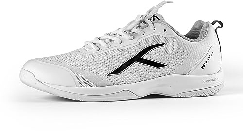 HUNDRED Infinity Pro Mens Badminton Sports Shoes(Non Marking) | White-Black | 8US/7UK/41U | for Table Tennis,Volleyball,Basketball & Indoor Sports| Lightweight, Durable & X-Cushion | Paddle Pickle