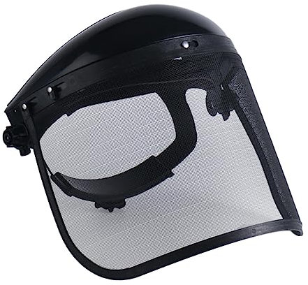 harayaa Protección facial para motosierra profesional con malla de alambre de acero resistente diadema ajustable protectora para registro de jardinería, negro