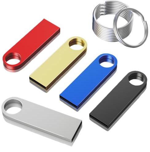 ABLAZE Lot de 5 clés USB en métal 8 Go Mini clés USB étanches 8 Go Multicolore Pour ordinateur portable, ordinateur, TV, voiture