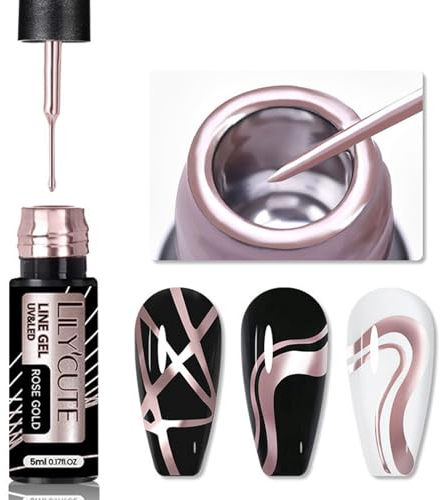 MrCuvaryas Rosa Gel Nagellack Liner Nail Art, Metallisch Glitzer UV Nagellack, Gelnägel Farben For French Fineliner, Farbe Gel Polish für Nageldesign Frauen Home DIY Maniküre Geschenke (Rosa, S-5ml)