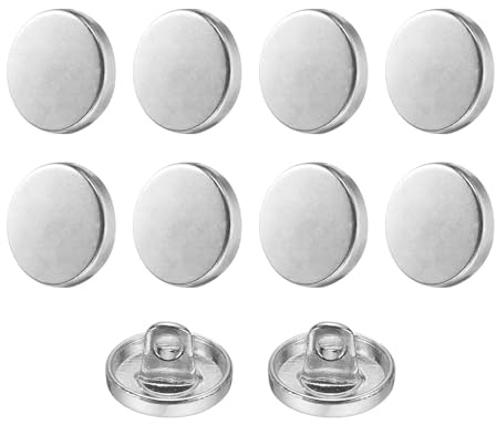 QUARKZMAN 10Pcs 18L Boutons Métal 11.5mm Ton Argenté Boutons de Couture Ronds Boutons Mercerie En Alliage pour Vêtements et Travaux Manuels Costumes, Manteaux, Chemises, Pantalons Laine