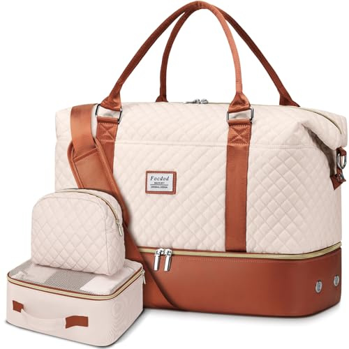 Sacs de voyage pour femmes, Beige Marron - 3 Pièces, Sacs polochons de voyage