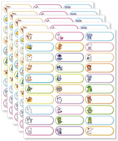 SANTUO 150PCS Name Labels for Clothes, No Iron Just Peel and Stick Tags for School Clothes Stationery Water Bottle Lunch Boxes, Waterproof Name Labels Stickers for Daycare Supplies