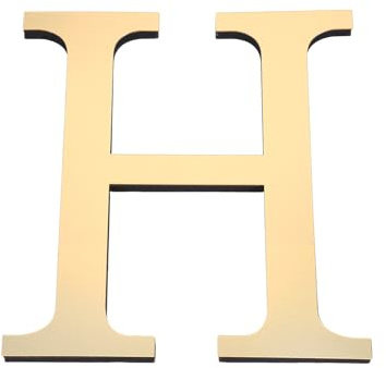 PATIKIL 7.87 Pouces 3D Acrylique Alphabet Miroir Autocollants Murale Lettre H Autoadhésif Décoration Maison Lettre Signe Art Autocollant Décalcomanie pour DIY Décoration Maison Or Clair
