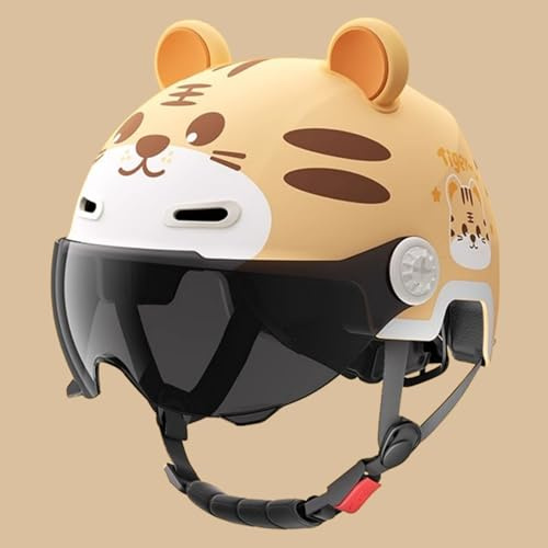 Casco De Moto para Niños De 3 A 12 Años, Abierto, con Visera Solar, Homologado Según ECE 22.06. Bonito Casco De Moto Infantil De Media Cara H,53-56cm