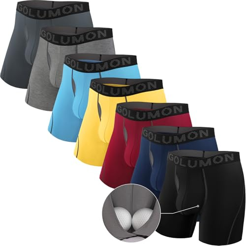 IGOLUMON Bamboo Mens Boxers Shorts Multipack 7 Pack Soft Breathable Mens Underwear Trunks Briefs with Open Fly Elastic Waist - Moisture Wicking