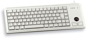 CHERRY G84-4400, Kompakte Tastatur mit Trackball, UK-Layout (QWERTY), Kabelgebunden (USB-Anschluss), 2 Maustasten, Mechanische CHERRY ML Switches, Grau