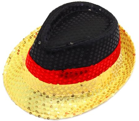 TrendandStylez Paillettenhut Deutschland, Unisex, Glitzerhut Pailletten schwarz rot gold, Deutschland Fanartikel für Fußball, Karneval