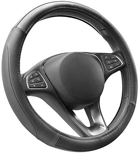 COFIT Microfiber Leather Steering Wheel Cover Breathable Anti-slip Universal Protective Wrap Car Interior Decor Accessories Size M 37-38cm Black
