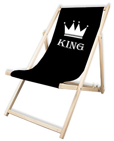 MultiBrands® Liegestuhl, Holz, ohne Armlehne, klappbar, King