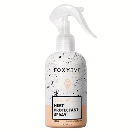 FoxyBae Heat Protectant Spray - Thermal Hair Styling Mist for Curling Iron & Blow Dryer - Prevents Frizz, Damage & Breakage, 8oz