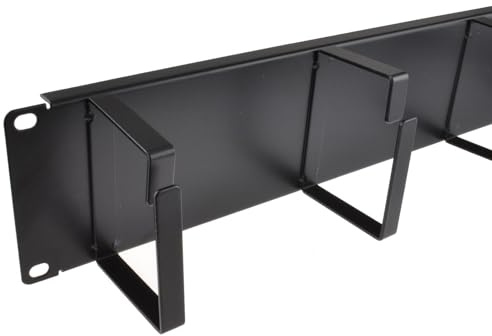 kenable 2U Cable Management Bar with 4 Rings | 19 Inch Rack Mount | Data Cabinet Organiser | Black