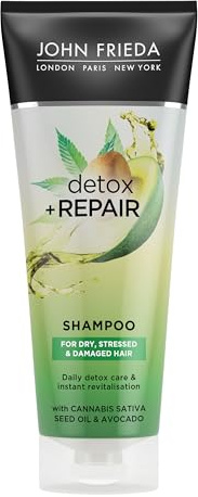 John Frieda Detox & Repair für trockenes, strapaziertes und geschädigtes Haar mit Avocadoöl und grünem Tee, 250 ml