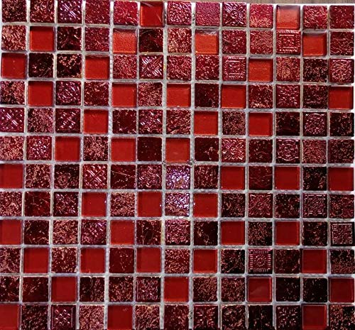 Mosaico - Piastrella a mosaico in vetro rosso traslucido per pareti e WC cucina
