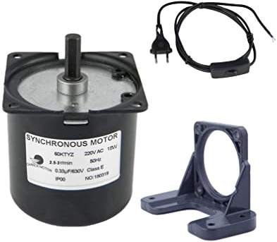 CHANCS Mini moteur électrique à réducteur 220V 60KTYZ 2,5RPM couple 80Kgf.cm Montage universel des moteurs et fiche de l'interrupteur du cordon d'alimentation
